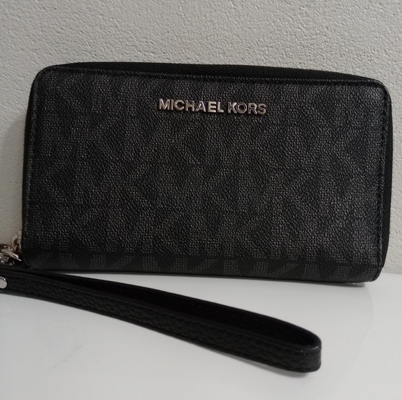 Michael Kors Signature Logo Jet Set Large Wallet Wristlet & NWT Dust Bag - Picture 4 of 15